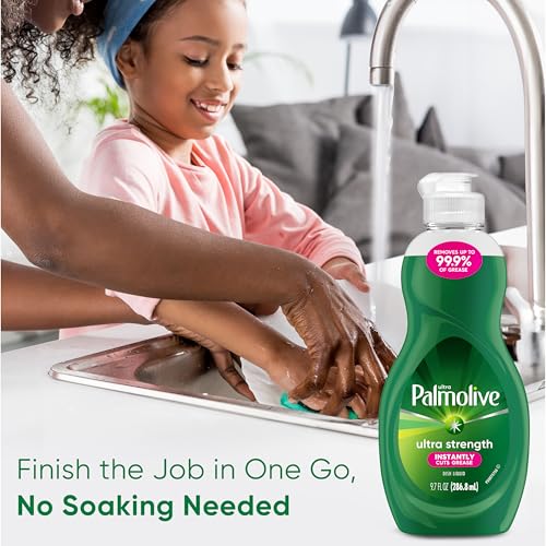 Image of Palmolive Ultra Strength Liquid Dish Soap, Cuts Grease and Grime, No Soaking Needed, Powerful on Plastics, Dishwashing Liquid, 9.7 fl oz Bottle
