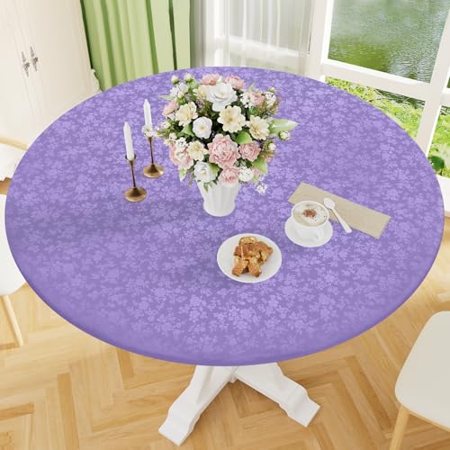 Image of Smiry Waterproof Heavy Duty Vinyl Fitted Tablecloth for 57 inch-68 inch Round Table