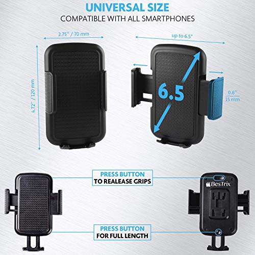 Bestrix Phone Car Holder For Dash & Windshield | Car Phone Holder Mount For Dashboard Compatible With Iphone 11Pro Xr Xs Xs Max X 8 8Plus 7 6Plus Galaxy Note S7 8 9 10 & All Smartphones Up To 6.5" #TOP3
