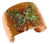 Elaine Coyne Wearable Art Forged Copper and Patina Brass Neo-Victorian Butterfly with Filigree Cuff Bracelet