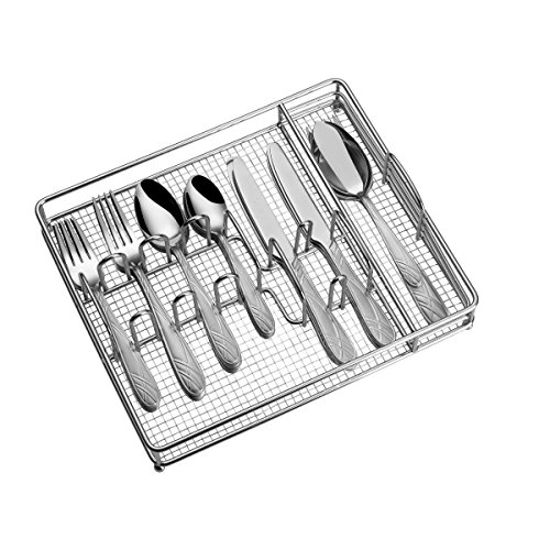 Pfaltzgraff 5119307 Hoopla Frost 45-Piece Stainless Steel Flatware Set with Serving Utensil Set