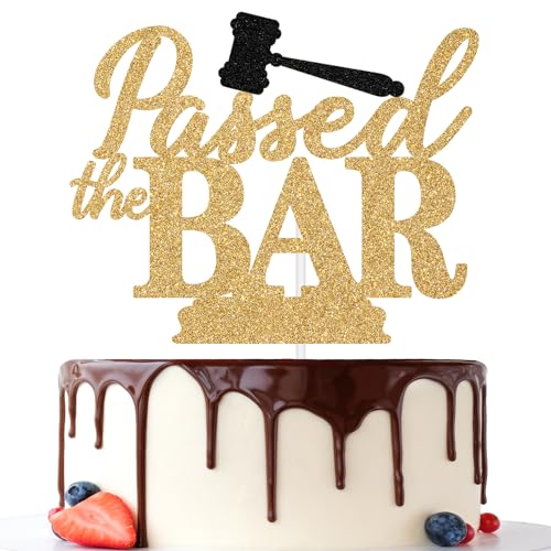 Jenrtvis Décoration de gâteau « Passed the Bar » - Future Lawyer, Congrats Lawyer - Décorations de gâteau de remise de diplôme - Décorations de fête de remise de diplôme - Paillettes dorées