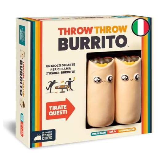 Asmodee - Throw Throw Burrito - Divertente Gioco da Tavolo, con Due Burrito Squishy, 7+ Anni, 2-6 Giocatori, Edizione in Italiano