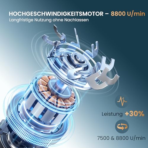 7D PRO Glatzen Rasierer Herren,MAXGROOM IPX6 Wasserdicht Kopfrasierer Glatze mit Magnetische Schwebender Kopf,1400mAh Akku Kopf Rasierer Herren,8800RPM Silber Head Shaver Men,Typc 0 mm Glatzenrasierer