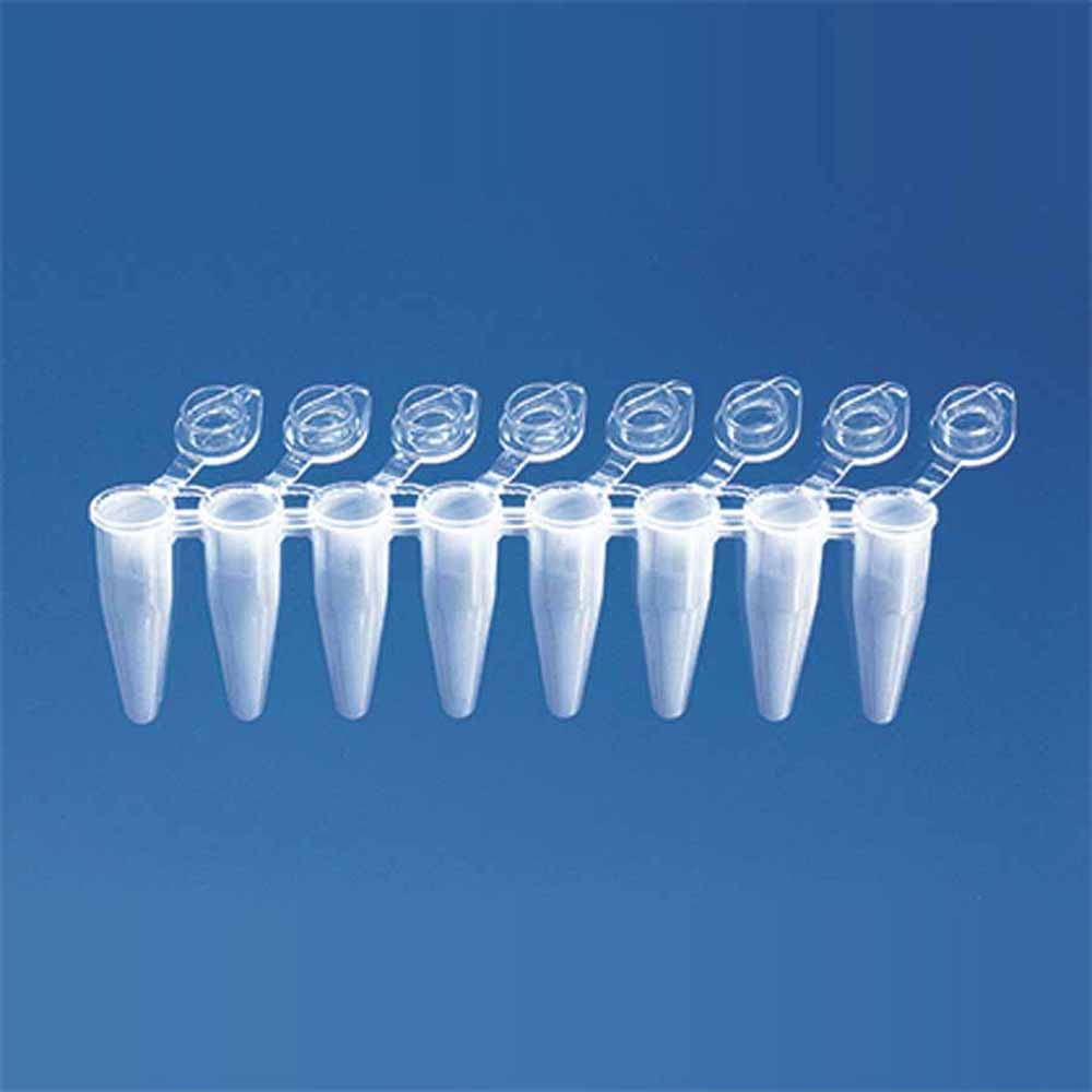 BRANDTECH SCIENTIFIC 781317 PCR Low-Profile Tube Strip with Attached Flat Cap, 0.15 mL Capacity, 8 Strip, White (Pack of 120)