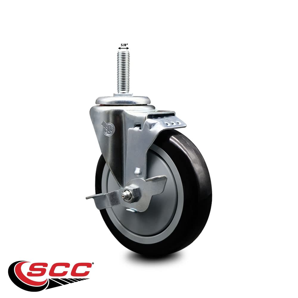 Polyurethane Swivel Threaded Stem Caster w/5