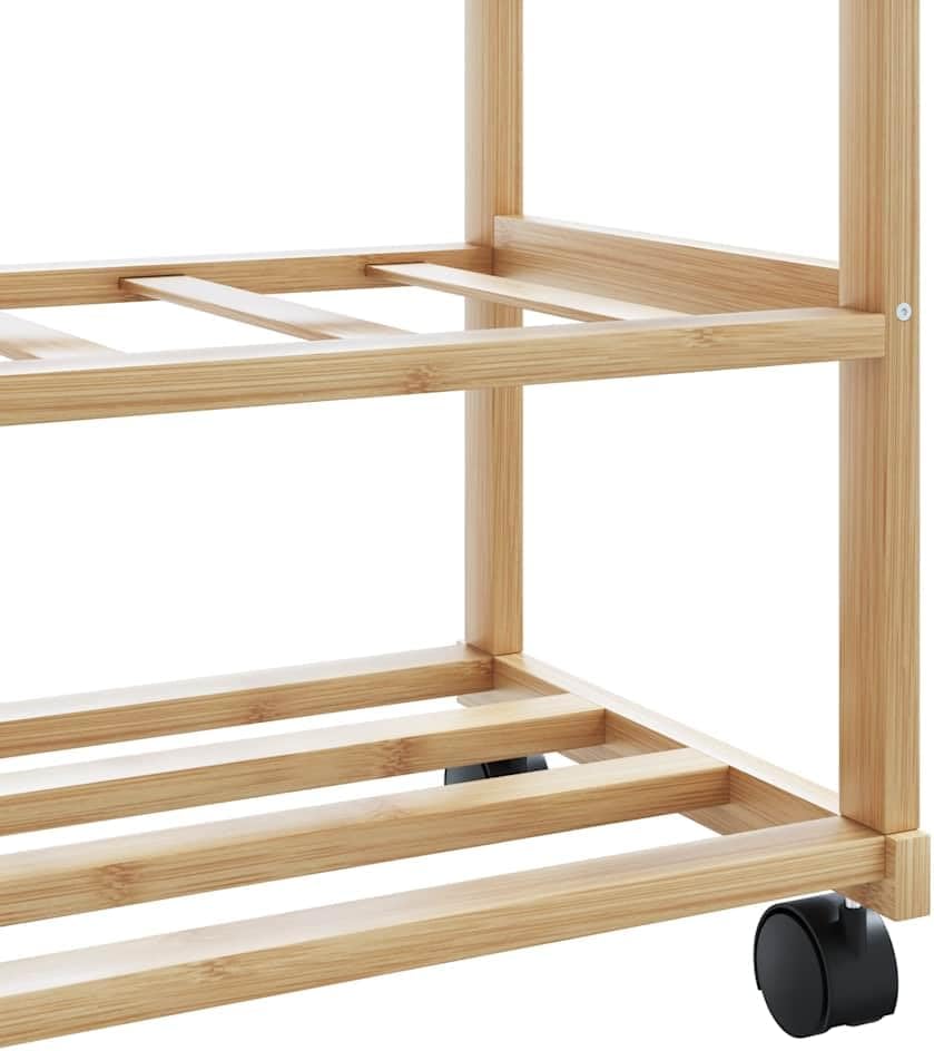 vidaXL Clothes Rack Natural Bamboo Bamboo 39.4 x 15.0 x 69.1 in Rollable