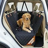 Hainberger Hundedecke Auto Rückbank Wasserabweisende Kratzfeste Autodecke für Hunde wasserdichte rutschfeste Autoschondecke mit Seitenschutz und Sichtfenster, 4-in-1 Rücksitzschoner 137x147 cm