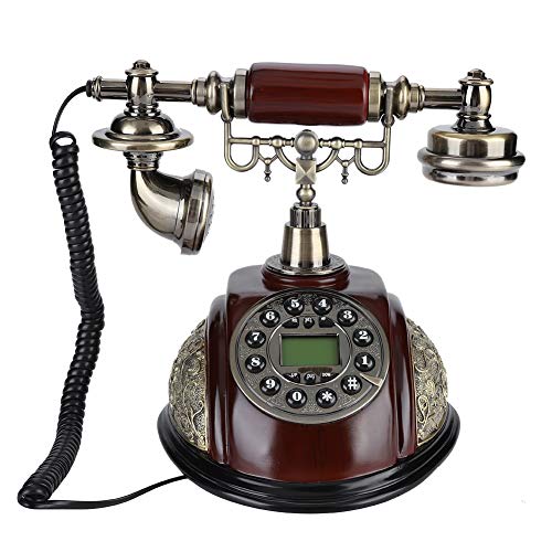 Eboxer Teléfono Fijo Retro Cableado Antiguo Vintage de Sistema Dual FSK/DTMF con Función Interrupción/Rellamada para Casa Hotel