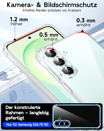 LeYi für Samsung Galaxy S26 FE-5G Hülle mit 2 Stück Schutzfolie-Transparent – Ansicht 4