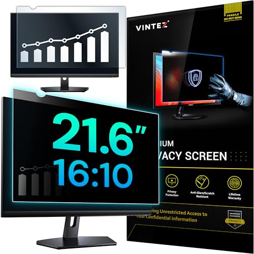 21.6 Inch 16:10 Computer Privacy Screen Filter for Widescreen Monitor and Laptop - Anti-Glare - Anti-Scratch Protector Film - Data Confidentiality Shield [1 Pack]