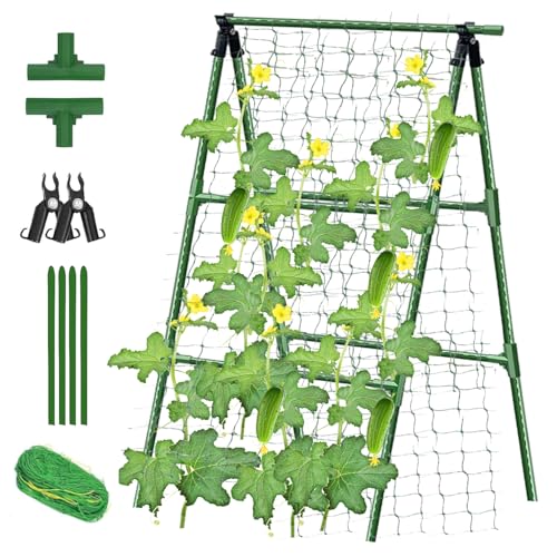 Groumh Metal Cucumber & Tomato Trellis, A-Frame Garden Cage