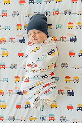 Image of ADDISON BELLE Baby Swaddle Blanket - 100% Muslin Cotton Unisex Soft Swaddle Wrap for Baby Boys or Girl - Neutral Newborn Receiving Blankets - Nursery Swaddling for Babies - 47 inch x 47 inch (Trains)