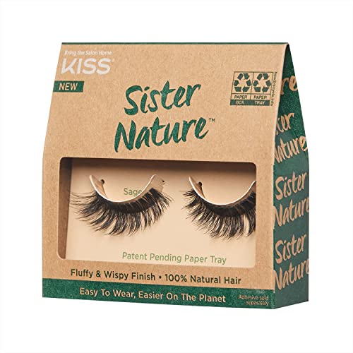 Kiss KSIS01C Sister Nature False Eyelashes, 'Sage', 12 Mm, 100% Natural Hair, Recyclable Paper Box, Printed With Soy Ink, Cruelty Free, Vegan thumb #9