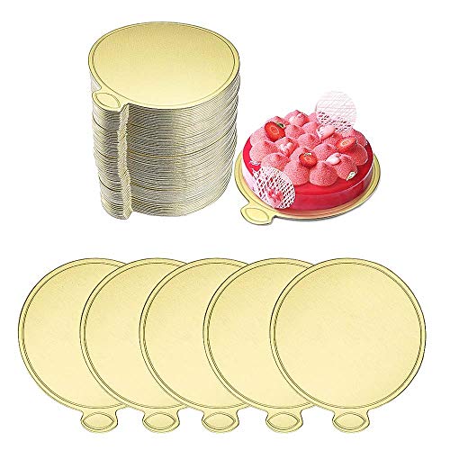 FYSL 100 Pezzi Mini Cake Boards 90cm Cupcake Dessert Display Vassoio, Sottotorta Tondo Torta Kit di Strumenti Decorativi per Mousse,Cupcake,Dessert