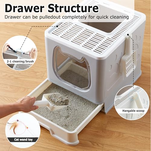 Caja de arena cubierta para gatos mediana con tapa miniatura 3