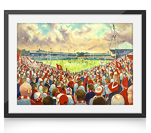 St Helens RLFC Knowsley Road poster encadré affiche art A4 stade rugby