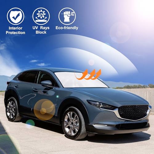 Image of Windshield Sun Shade Compatible with Mazda CX-30 2019-2024 2025 2026 CX30 Accessories Foldable Sun Visor Protector Sunshade Blocks Rays & Heat