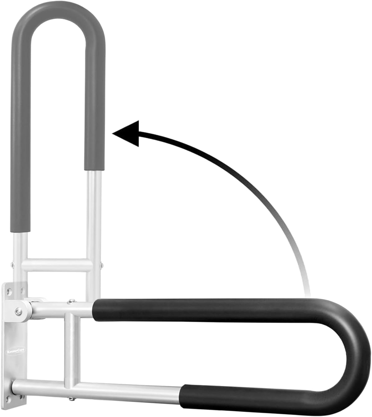 KosmoCare Wall Mounted Flip up Aluminum Grab Bar Rails 23.6 Inch Toilet Handrails Bathroom Safety Bar Hand Support