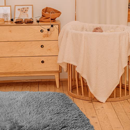 Rectangle Rug, Area Rug For Kids Play Tent, Mat Pad For Kids Playhouse For Nursery Baby Room, Children Room Home Decor Dormitory Soft Velvet 51" Lx38.5 W Gray #TOP5
