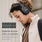 RUNOLIM Hybrid Active Noise Cancelling Over Ear Bluetooth Headphones with Microphone, 70H Playtime, Foldable Headphones with HiFi Audio, Deep Bass for Home, Travel, Office - Image 2