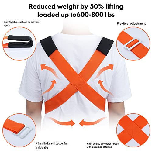 Moving Straps Lifting(Padded) one Person 2-Person Lifting and Moving System Appliance,for Harness Moving Mattress Couch Furniture Heavy Things,Suitable Professional Moving Body Strap Wrist Strap - Image 3