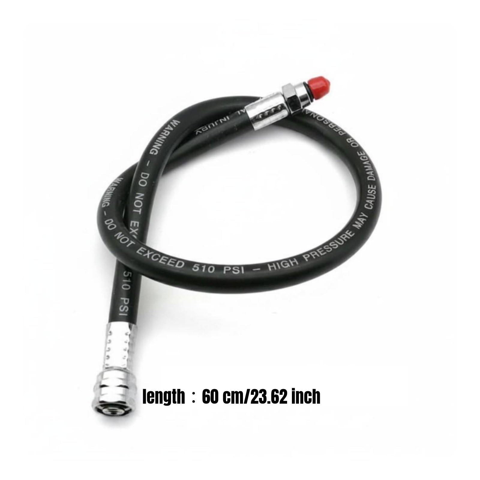 Tubo de Regulador de Buceo Alta Latiguillo Baja Presión Tubo Secundaria Etapa para Inmersiones Técnicas, Negro, 60 Cm