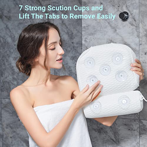 CAICFYIN Bath Pillow for Men and Women,Bathtub Pillow Headrest with 4D Waterproof Air Mesh Material Technology and 7 Non Slip Suction Cups,for Head Neck Shoulder and Back Support CAICFYIN Bath Pillow for Men and Women,Bathtub Pillow Headrest with 4D Waterproof Air Mesh Material Technology and 7 Non Slip Suction Cups,for Head Neck Shoulder and Back Support
