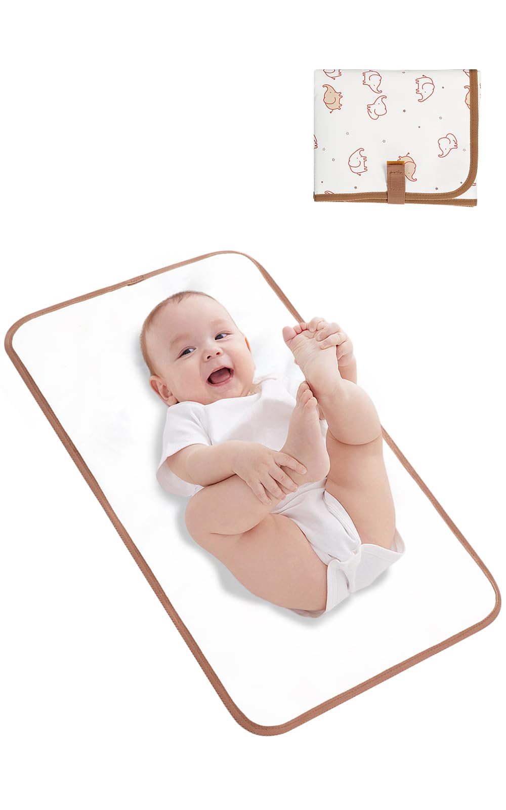 Lekebaby Nappy Changing Mat Foldable Baby Change Mats Travel Portable Baby Change Mat, Elephant, Elephant Pattern