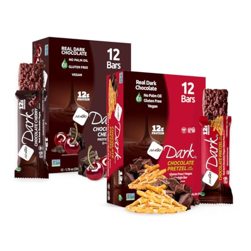 Image of NuGo Dark, Pretzel & Cherry, 12g Vegan Protein Bar, Gluten Free, 24 Count