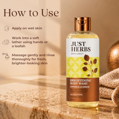 Image of Just Herbs Vitamin C Brightening Body Wash with Lime and Liquorice for Men & Women