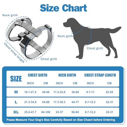 FEimaX Arnés para Perros Grande, No-Pull Arnés Chaleco con Acolchado Antitirones Ajustable para Perro Mediano Arnés Táctico sin Titirones para Mascotas Adiestramiento Correr - imagen 6