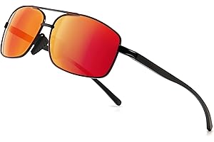 SUNGAIT Ultra Lightweight Rectangular Polarized Sunglasses UV400 Protection in Red