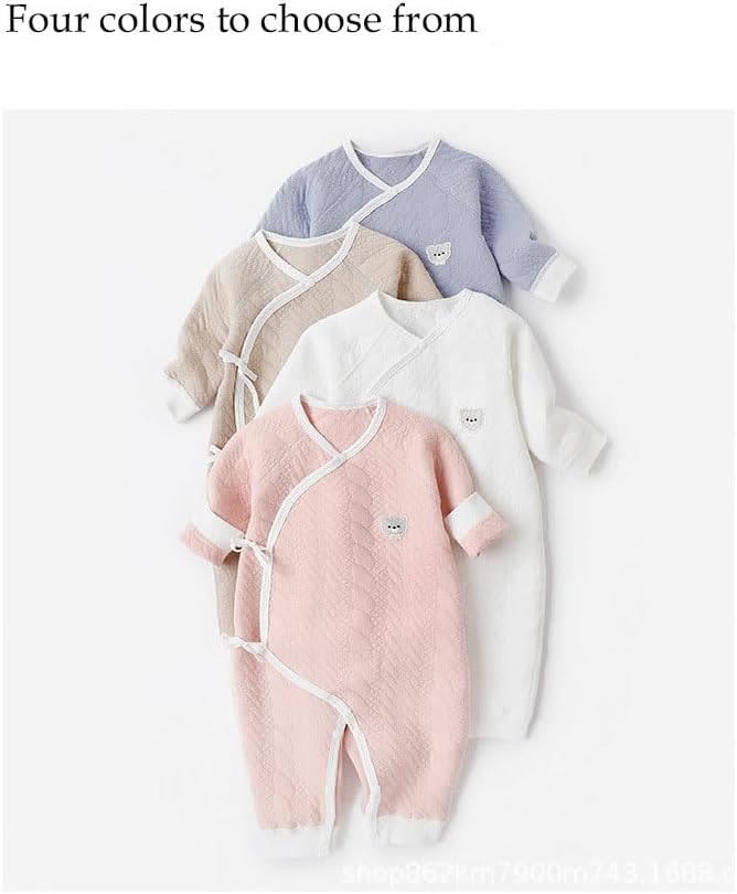 Baby Romper, Footless Knit 3-Layer 100% Cotton Newborn Pajamas & Going Home Outfit Onesise Jumpsuit for Infant - Image 9