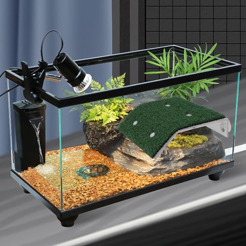 Plataforma de reptiles con césped artificial verde para tortugas 5