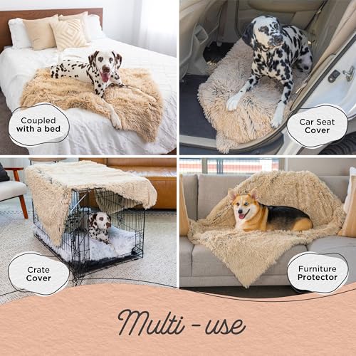 Best Friends by Sheri Shag - Beruhigende Kuscheldecke für Haustiere - mit Kunstfell - Taupe - S 76 x 102 cm