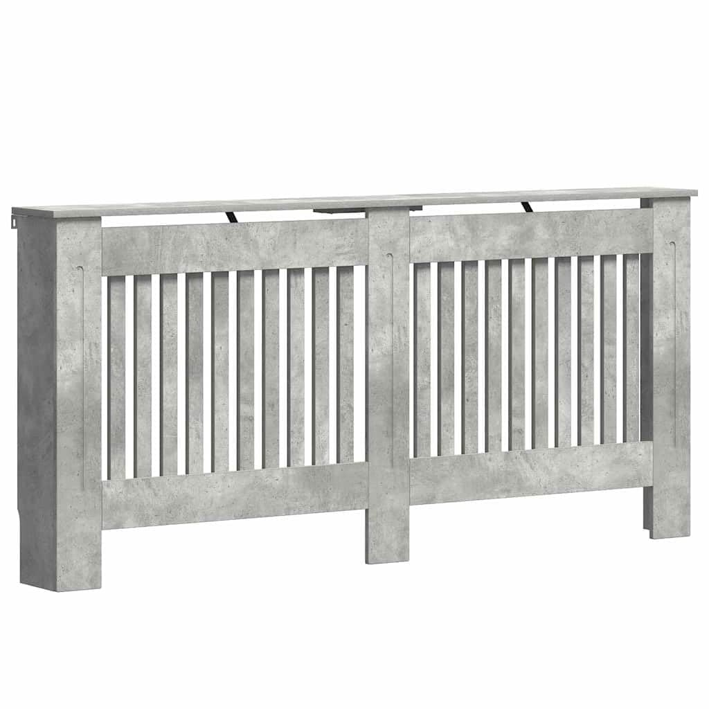 Vidaxl Grey Radiator Cover Concrete 172 X 19 X 81.5 Cm Engineered Wood, Modern Rectangular Radiator Cover, Decorative Heat Shield, Engineered Wood Decor, Child Safety Design For Home Heating