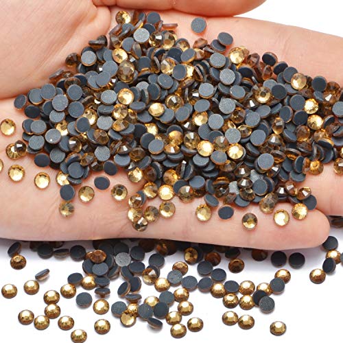 Image of 3000 Pieces Hot Fix Glass Flatback Rhinestones HotFix Round Crystal Gems (Smoked Topaz, SS10)