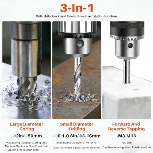 Mag Drill Press with 6 Pcs Coring Bits, 1400W 2" Boring Diameter, 2922lbf/13000N Power Portable Magnetic Drill, 810 PRM, Electric Drilling Machine for Metal Surface, Home Improvement Industry by Vimke - Image 6