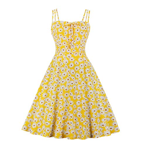 Robe d'été sans manches Imekis fleurie style années 50 pour femme