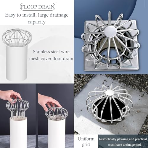 Edelstahl Fallrohrschutz, Dachrinnenschutz, Dachrinnen Fallrohrschutz, Fallrohrs Laubfangsieb, Fallrohrschutz 75 mm, Gutter Guard Strainer, um Moos, Schlamm, Schlamm, Bälle zu Stoppen, Silber (Farbe)