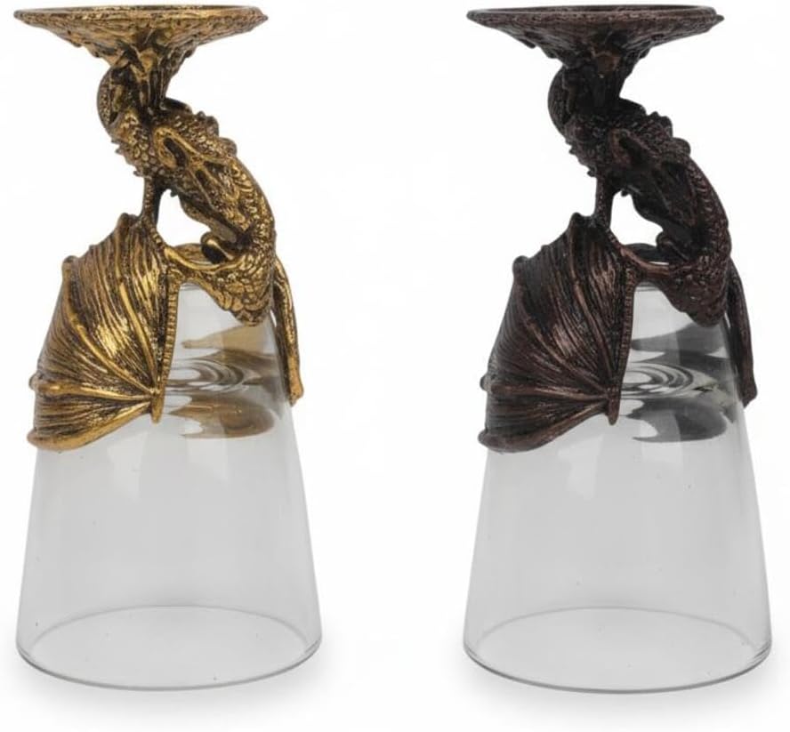 SODEF Shot Glass Set 2 Piece Dragon Zodiac Design 50ml Collection Drinkware for Liquor and Spirits - Multicolor