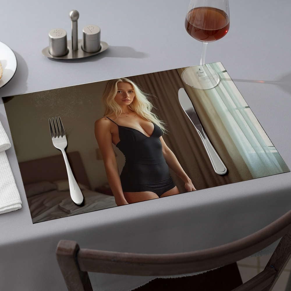 Sets de table lavables et imperméables lot de 6 motif lingerie noire chic