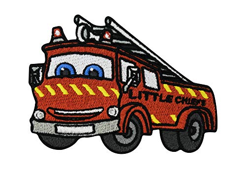 Finally Home Écusson Thermocollant | Camion de pompier: Little Chief | Patch à coller au fer à repasser ou à coudre | Pièce de décoration ou réparation...