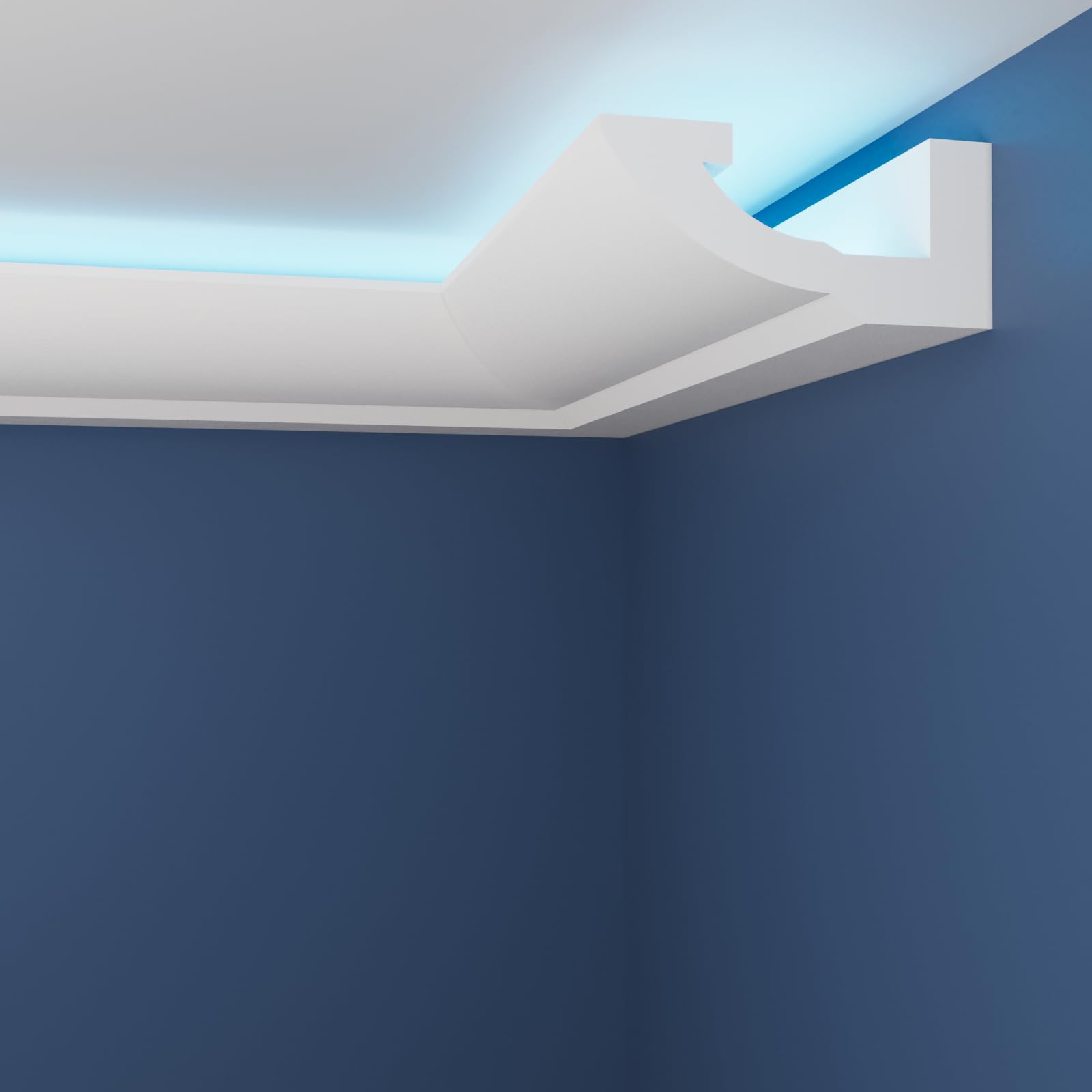 WOLDECOR Premium LED Coving Cornice – Lightweight XPS Ceiling Moulding Trim, Easy to Install Decorative Polystyrene Coving for Walls and Ceilings with LED Lighting (WLU06, Internal Corner 20cm) — image 1