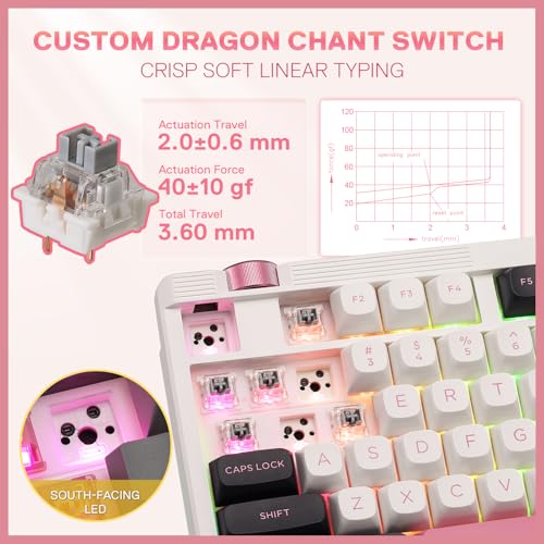 Image of Redragon K729 80% Wired Gasket RGB Gaming Keyboard, 87 Keys TKL Mechanical Keyboard w /Knob Control, Mix-Color PBT Keycaps, Hot-Swap South-Facing Socket & 5-Layer Dampener, Custom Linear Switch