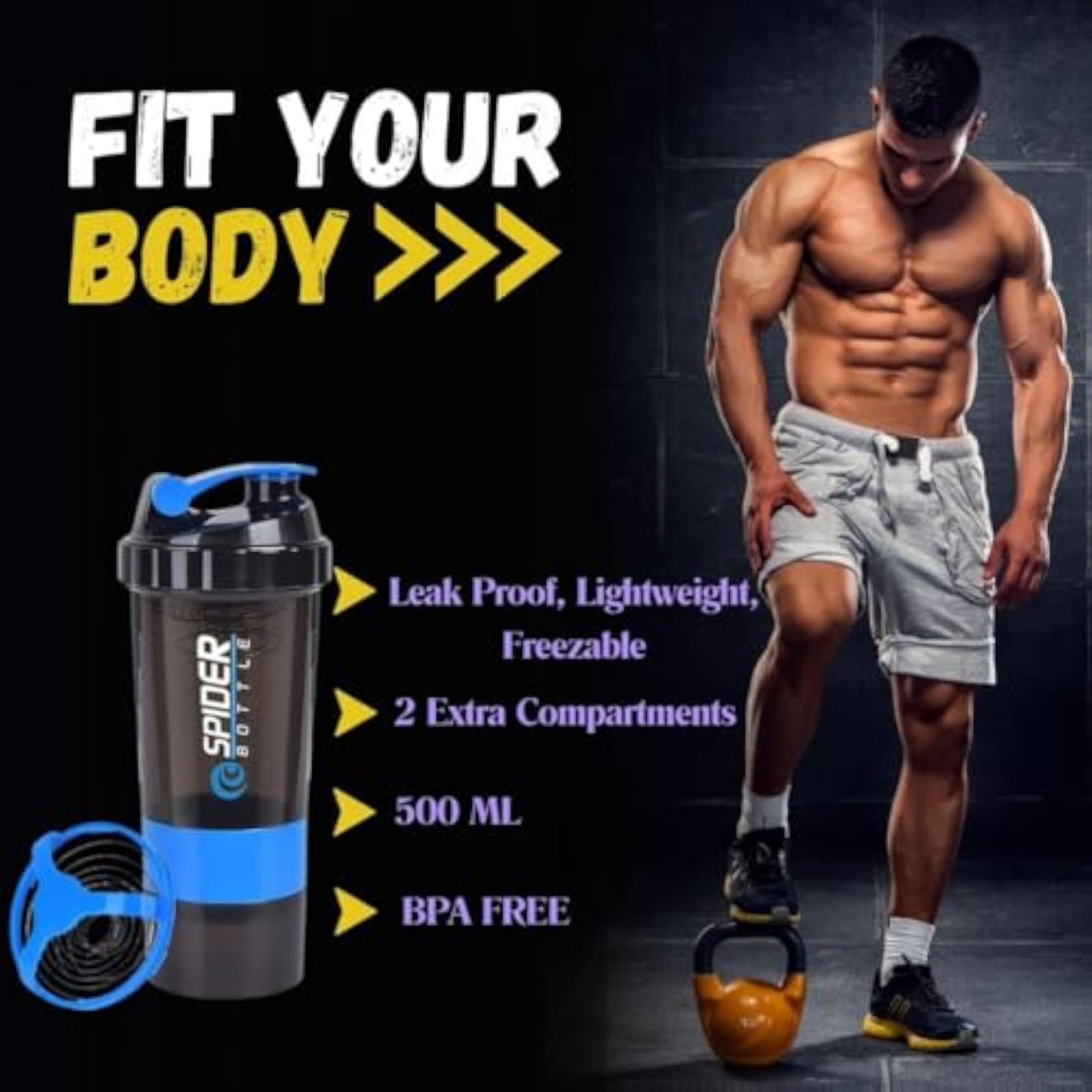 Gym Duffel Bag with Protein Shaker Bottle, 20L Capacity