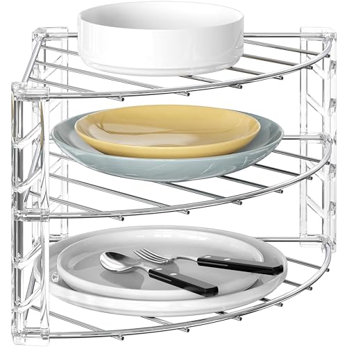 Deco Brothers 3-Tier Counter and Cabinet Corner Shelf Organizer, Chrome