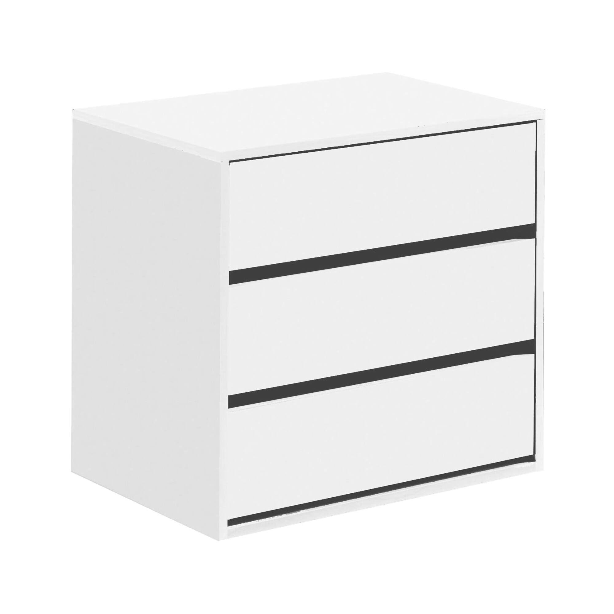Dmora - Cassettiera Newport, Settimanale a 3 cassetti, Mobile Comò basso per interno armadio, Settimanale moderno, 60x44h57 cm, Bianco