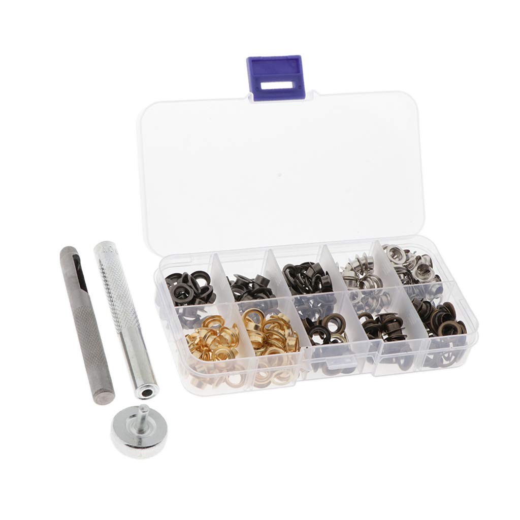 3 set di 200 occhielli in metallo con rondella in pelle artigianale riparazione accessori abbigliamento